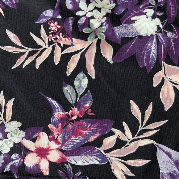 Macrame  Black Floral Halter Tie Tankini Top - Picture 7 of 11